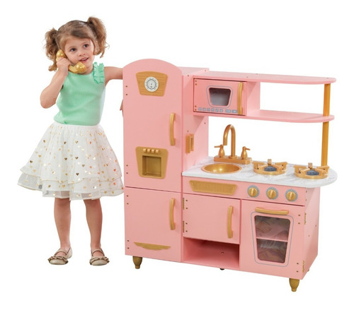 Cocinita Edicion Limitada Vintage Rosa Con Dorado Para Niñas