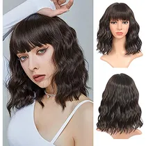 Comprar Iciwueen Blonde Wig Con Bangs, Bob Corto Curly Wigs 1js2p