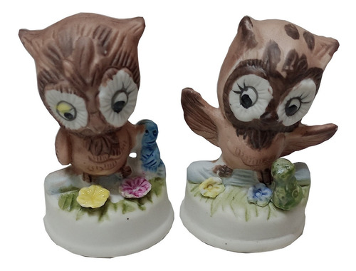 Figuras De Ceramica Pareja Buho X2