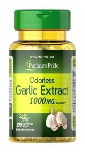 Extracto De Ajo 1000mg Puritan's Pride  100 Cápsulas  Sabor Sin Sabor