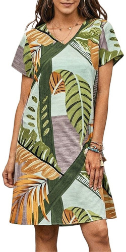 Vestido Suelto De Playa Para Mujer Con Estampado Abstracto