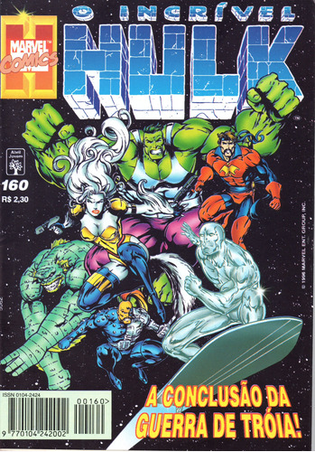 O Novo Incrível Hulk N° 160 - 84 Páginas Em Português - Editora Abril - Formato 13,5 X 19 - Capa Mole - 1996 - Bonellihq Cx03 Abr24