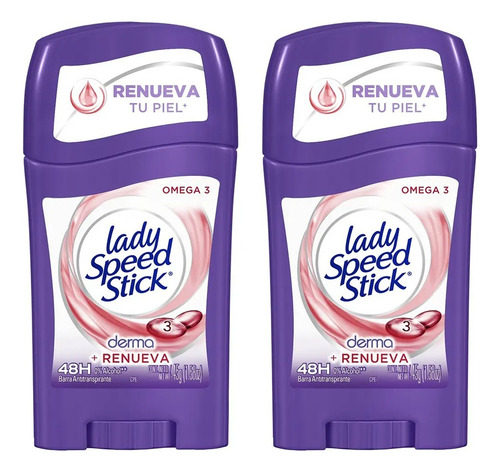 X2 Desodorante Barra Lady Speed Stick Derma Renueva Omega 3