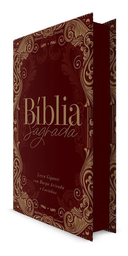 Bíblia Arc Ornamentos Vinho Gigante Harpa Avivada E Corinhos