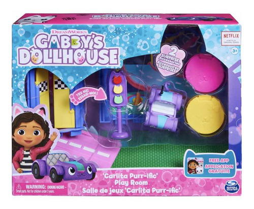 Gabby Dollhouse Carlita Purr-ific Play Room 8 Pzas Original