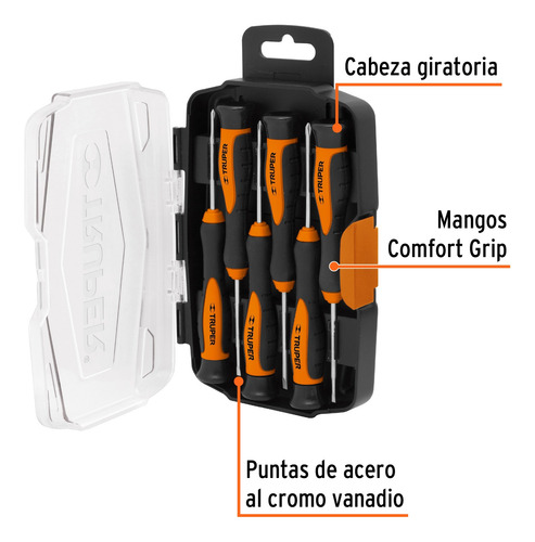 Juego 6 Desarmadores Largos Precisión Truper 14156 - 1 Pz