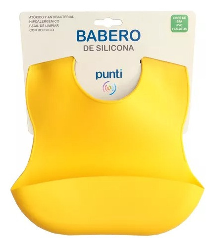 Babero Silicona Bebe Punti Con Bolsillo Impermeable +6m