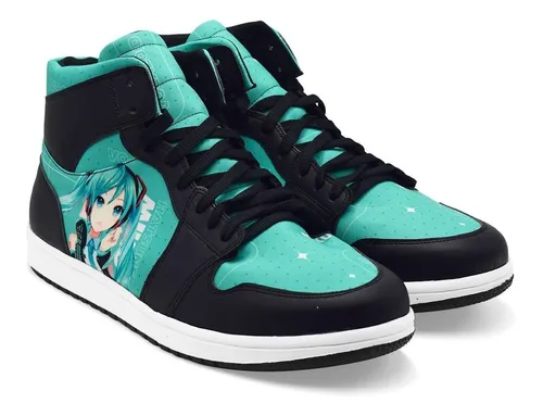 Tenis Turquesa Hatsune Miku Vocaloid Bota Hi Top Meses sin interés