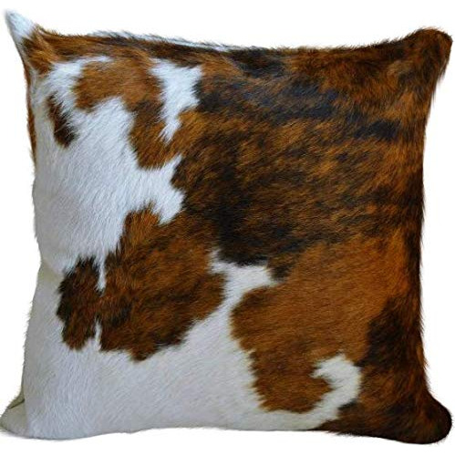 Pergamino - Almohada De Cuero De Vaca Tricolor Para La Sala 