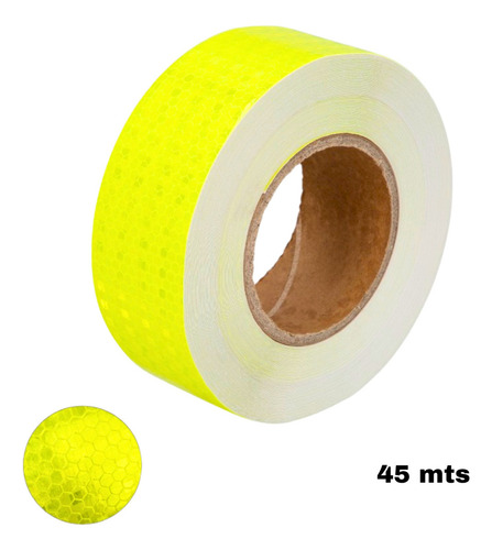 Cinta Huincha Retrorreflectiva Reflectante Verde Fluor 45mts