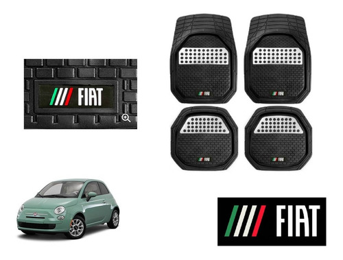 Tapetes 4 Piezas Charola 3d Logo Fiat 500 De 2012 A 2020