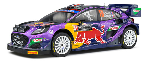 Miniatura Ford Puma Rally1 Hybrid Red Bull Racing Montecarlo Rally 2022 1:18 Solido Competition