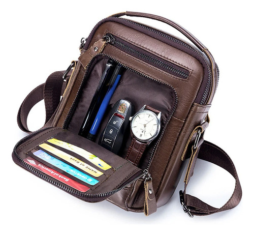 Bolsa De Couro Legítimo Masculina  Crossbody  Legítimo Luxo