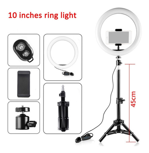 Luz Continua Ring Light Led 26 Cm/10 Polegadas Ajustavel