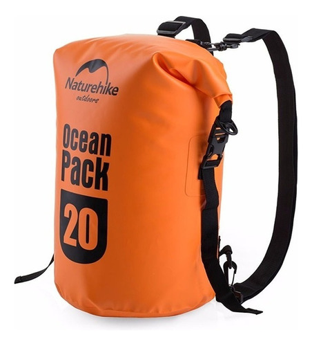 Bolsa Seca Tula Impermeable 20l Doble Correa Naturehike Color Naranja