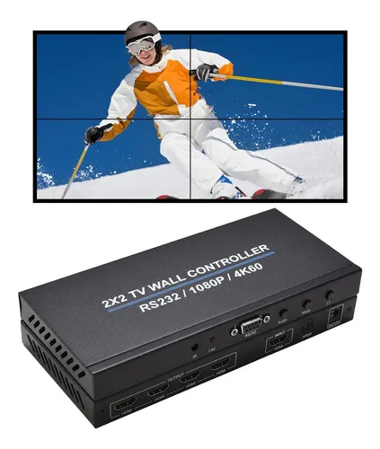 BOOBRIE 2x2 Video Wall Controller Processor - 4K/2K HDMI DVI Input, 1080P Output, 9 Splicing Modes