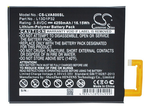 Reemplazo Para Lenovo Ideapad A5500 L13d1p32 A8 A8-50 Tab3 8