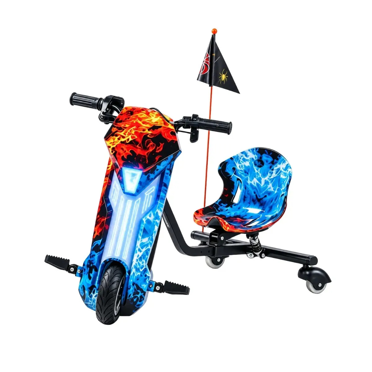 Triciclo Elétrico Drift Infantil 350w Potente 3 Velocidades até 100kg Bluetooth Led Skide Maxi Voltz - AZUL