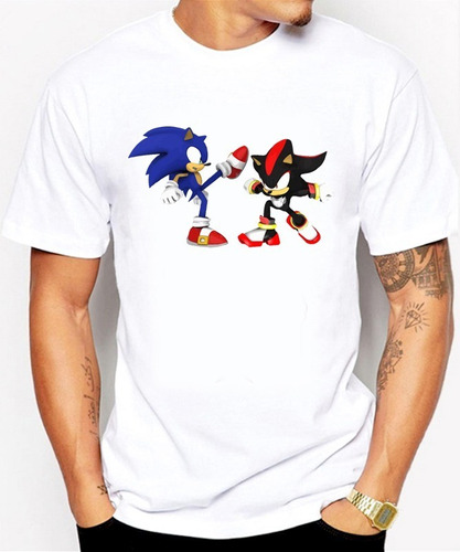 Camisas Para Hombre Blancas Sonic Gamer Diseños Pelea