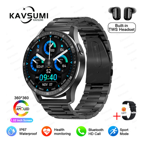 Reloj Inteligente Tws Con Doble Auricular Bluetooth, Música