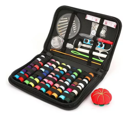  LiFuJunDong Kit de costura portátil de 90 piezas, juego  completo de agujas de hilo multifuncional, juego completo de botones, caja  de costura profesional para viajes en casa, varios accesorios de 