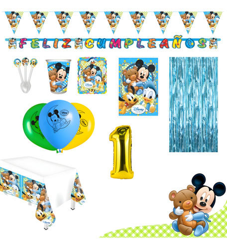 Kit Infantil Decoración Fiesta - Baby Mickey Mouse X20 Inv