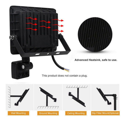 Refletor Led Externo Sensor De Movimento De Holofote 30/50/1