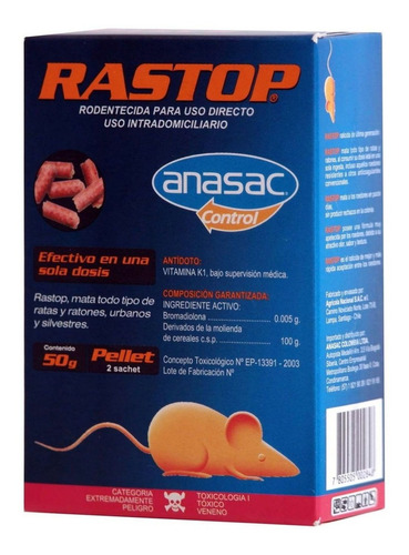 Raticida Pellet 50 Gramos Anasac