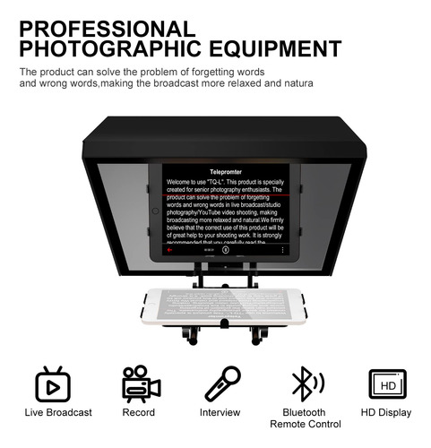 Teleprompter Gvm Tq-l Para iPad, Tableta, Cámara Réflex Digi