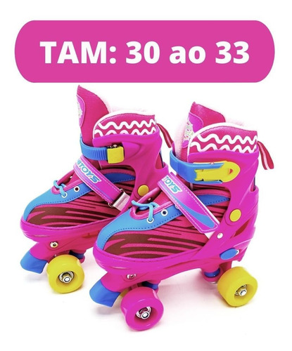 Imagem 2 de 9 de Patins Infantil 4 Rodas Feminino Menina Roller Criança Rosa