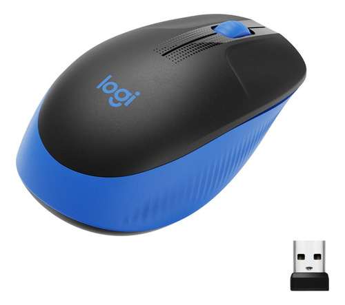 Logitech M190, Mouse Inalámbrico Full-size, Confort Completo Color Azul