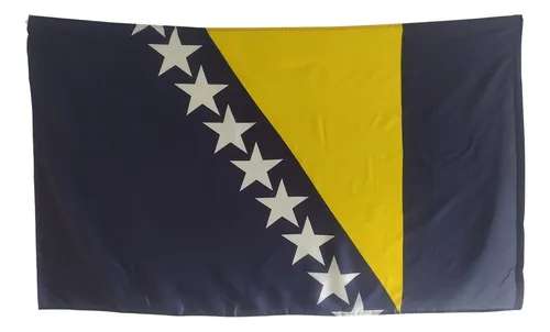 Bandera Bosnia Doble Faz Tamaño 90cm X 150cm Tela Poliester