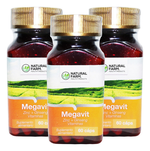 3 X Megavit Multivitaminico 180 Caps Zinc Ginseng