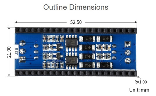 Waveshare Módulo Rs485 De 2 Canales Para Raspberry Pi Pico
