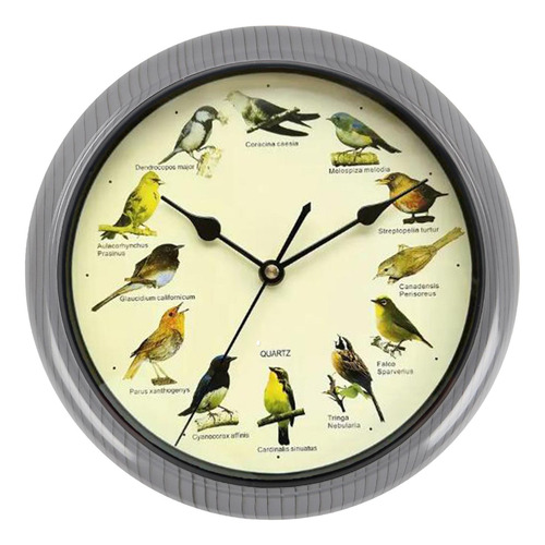Musical Birds Wall Sound Clock Clock For Guest Gray 25cm