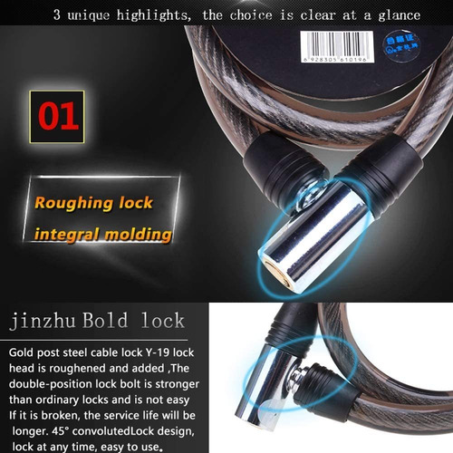Imagen 3 de 7 de Gold Post/jinzhu Y-1911 Bike Steel Cable Lock/a3 Steel Lock