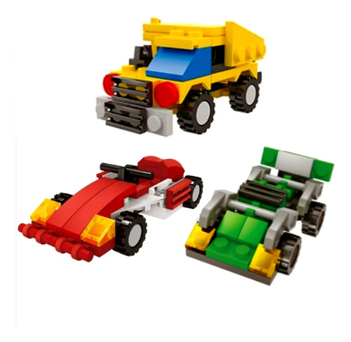 Brinquedo Bloco Montar 2em1 Carro F1 Kart Caminhão Guerra Versão Do Personagem Vermelho