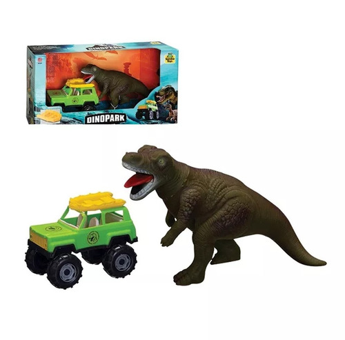 Jipe Dino Park Com Bote Dinossauro Jurassick Word Brinquedo