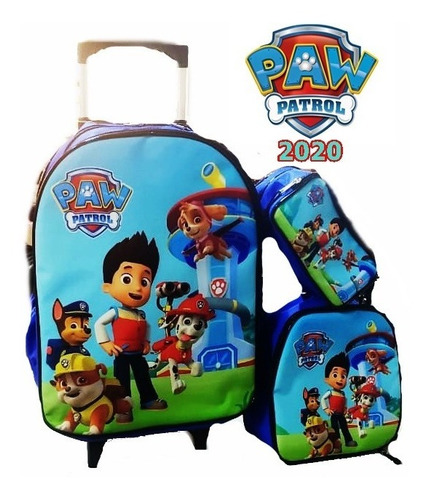 Imagem 1 de 2 de Kit Mochila Patrulha Canina Rodas (g) Paw Patrol + Lancheira