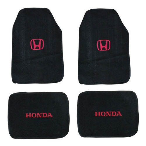 Kit 4 Tapetes Alfombra Bordado Rojo Honda Civic 1997