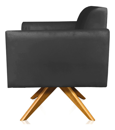 Kit 02 Poltronas Isabella Base Giratória Madeira Suede Preto