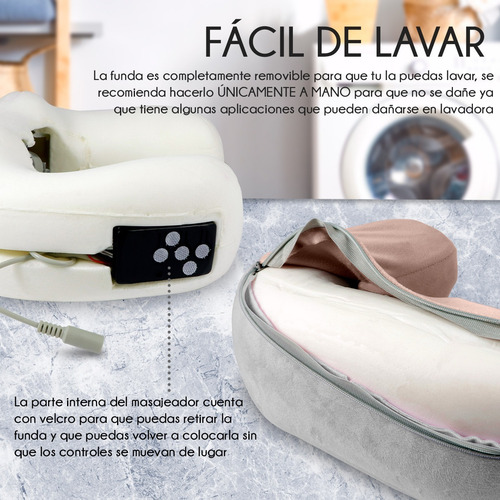 Almohada Masajeador Electrico Cuello Espalda Masaje Muscular Gris Con Café
