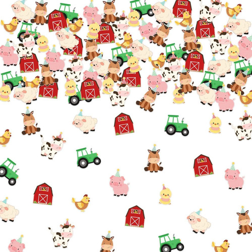 Confeti De Baby Shower De Animales De Granja Para Mesa, Rojo