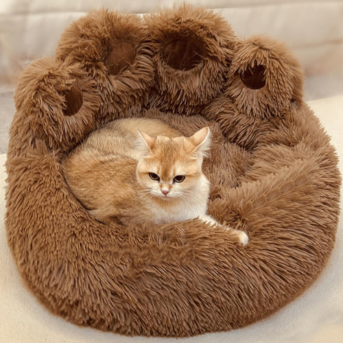 Cama Redonda Para Mascotas Con Forma De Pata, Cama Redonda S
