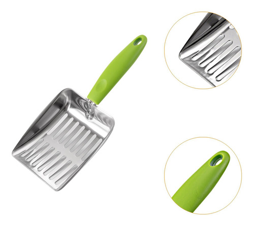 Pala Para Arena De Gatos De Acero Inoxidable, Pala Verde