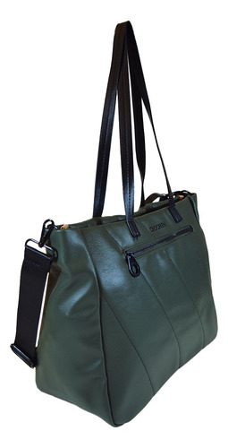 Cartera Shopper Cecchini Simil Cuero Cómoda Moda Color Verde 67.c2653.2