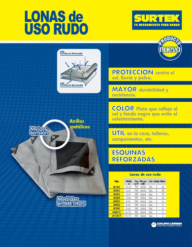Lona De Polietileno Reforzada Color Gris 5 X 6 M Surtek
