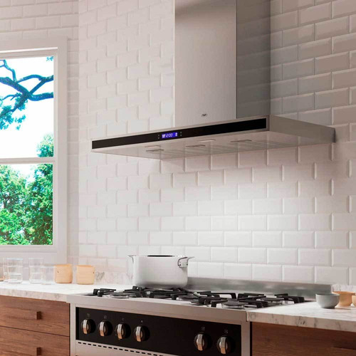 Extractor purificador de cocina TST Pared Colhue CO-30090-740 ac. inox. y vidrio de pared 900mm x 60mm x 510mm plateado 220V