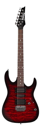 Guitarra eléctrica Ibanez RG GIO GRX70QA gio de álamo transparent red burst con diapasón de amaranto