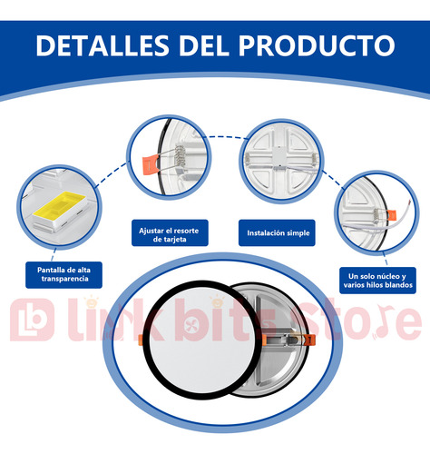 Lampara Spot Ajustable Con 3 Tonos Luz Marco Negro 20pzs 18w